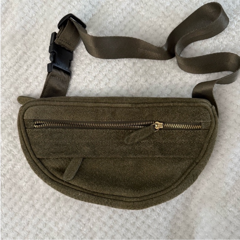 Suede Olive Green Crossbody Bag